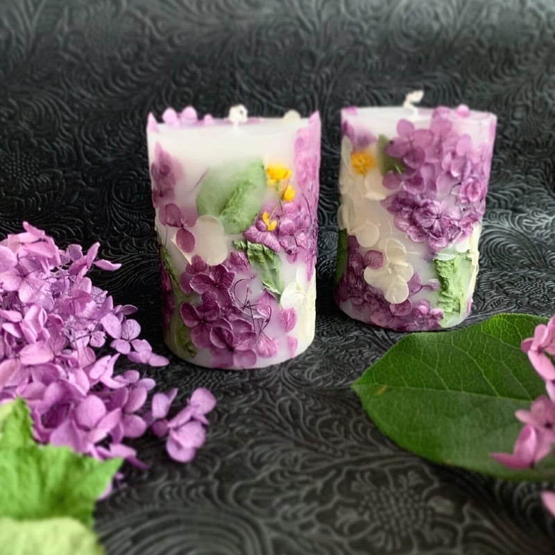 【完売】ボタニカルキャンドル 紫陽花 ボタニカルキャンドル❁紫陽花 キャンドル・キャンドルホルダー