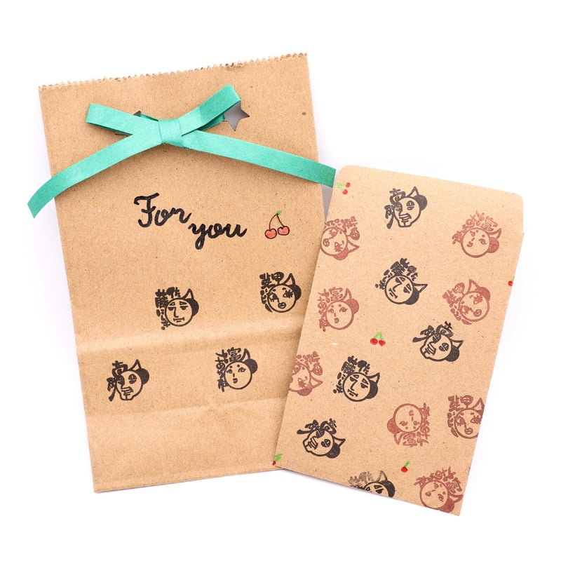 デザインスタンプ さくらんぼ一家 2cm×2cm | そらのハンコ工房