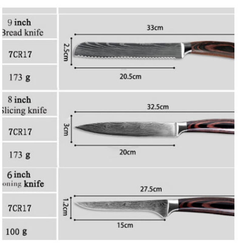 XITUO 高級包丁 調理ナイフ セット 6本 シェフナイフ＋パン切り包丁＋