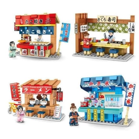 レゴ互換 たこ焼き屋台ラーメン 屋台など4個セット LEGO互換品 クリスマス プレゼント おもちゃ ホビー