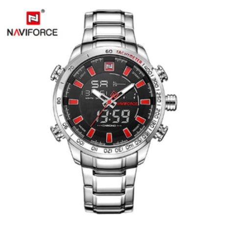 NAVIFORCE 海外高級ブランド 多機能 アラーム クロノグラフ 防水 発光 日付表示 ステンレスベルト クォーツ メンズ スポーツウォッチ 4色展開