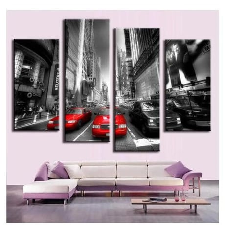 海外輸入 パネルアート -Red Taxis Canvas Art- インテリア 絵画 壁掛 タペストリ 芸術