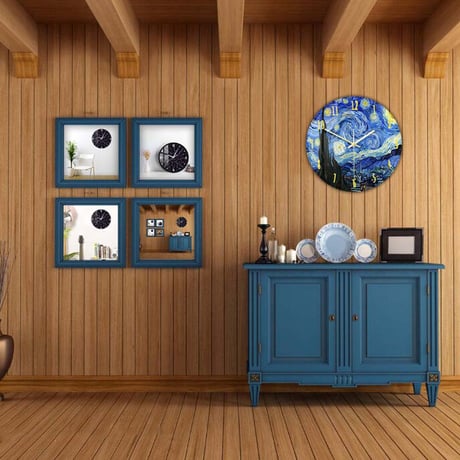星月夜 ゴッホ 壁掛け時計 フィンセントファンゴッホ The starry night おしゃれ フレームレス ウォールクロック 幻想的 ポスト印象派
