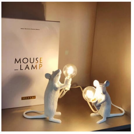 【ナイトライト】 かわいい マウス ネスミ ミニ ホワイト デスク テーブルランプ LED 【3種類】