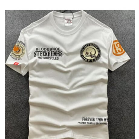 メンズ スカル バイカー コットン Tシャツ［3色展開］