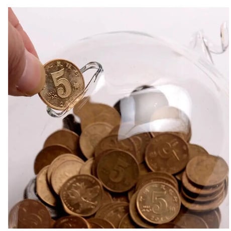 豚の貯金箱 透明ガラス７色展開 可愛い 誕生日プレゼント 貯金箱 置物 贈り物 コインセービングボックス