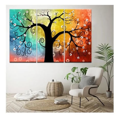 海外輸入 パネルアート -Colorful Trees Canvas Art- インテリア 絵画 壁掛 タペストリ 芸術