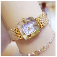 bee sister 2色展開　防水 スクエア CZダイヤモンド ダイヤル 高級女性腕時計 クォーツ