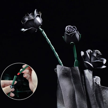 LEGO互換 ブラックローズ 黒薔薇 薔薇 バラ 永遠の愛 12本 608ピース レゴ互換 贈り物