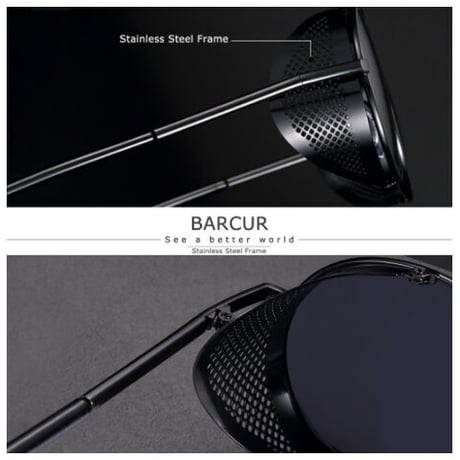 【ラウンド】 BARCUR 丸型 ラウンド  ユニセックス 偏光サングラス ヴィンテージ レトロ UV400 ポラロイド スチームパンク 海外トップブランド 【選べる3色】