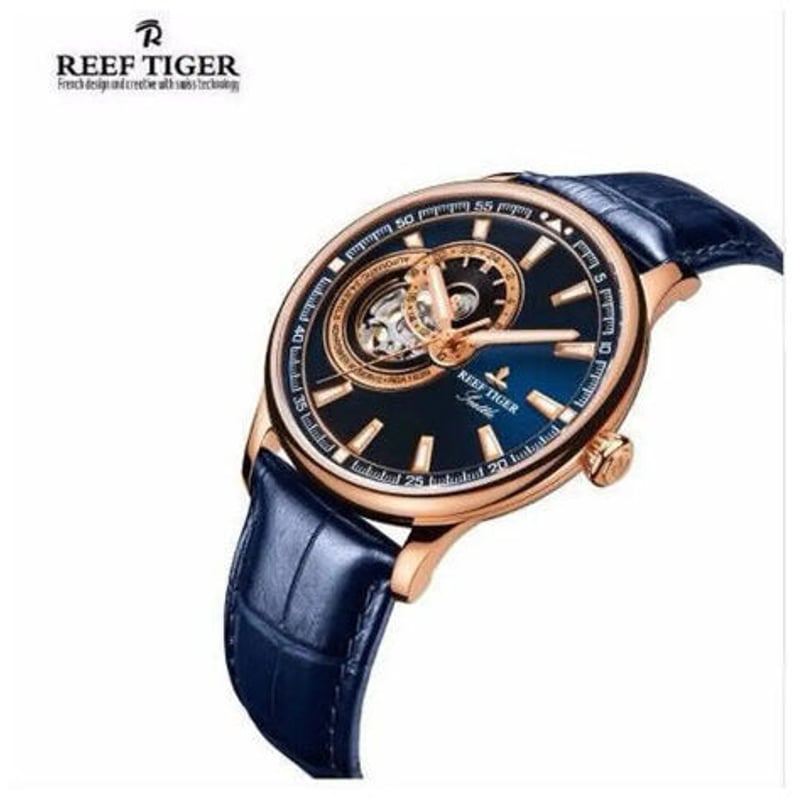 REEF TIGER RGA1639 トゥールビヨン 自動巻 腕時計 メンズ 機械式 革