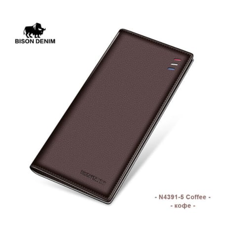BISON DENIM レザー 長財布 メンズ ビジネス スリムウォレット