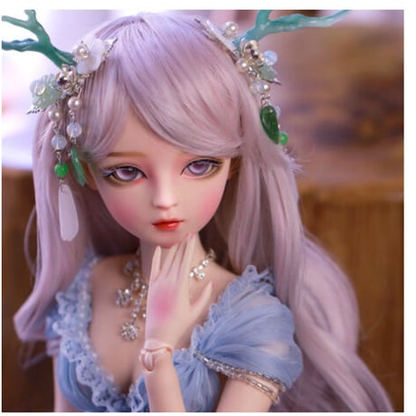 【神秘的なブルーの衣装】 BJD 球体関節人形 美人 1/3 フルセット 60cm 本体＋眼球＋ウィッグ＋服＋靴 メイクアップ済み 女の子 カスタムドール 【エレガントな雰囲気】