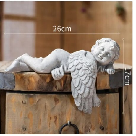 【オブジェ】 置物 北欧インテリア 彫刻 エンジェル 眠る天使 アンティーク かわいい 樹脂工芸 ギフト プレゼント　雑貨