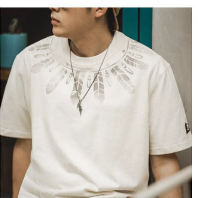 Rady★ジュエリーネックTシャツ ネイティブインディアン フェザー ラウンドネック Tシャツ[2色展開