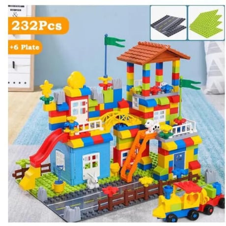 レゴ互換 シティハウス 家 庭 テラス お城 滑り台 階段 ドア 車 232ピース LEGO互換品 おもちゃ 誕生日 クリスマス プレゼント