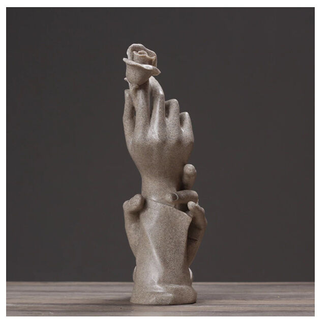 オブジェ】 ハンド 手 薔薇 石色 28cm 樹脂彫像 部屋装飾品 お洒落