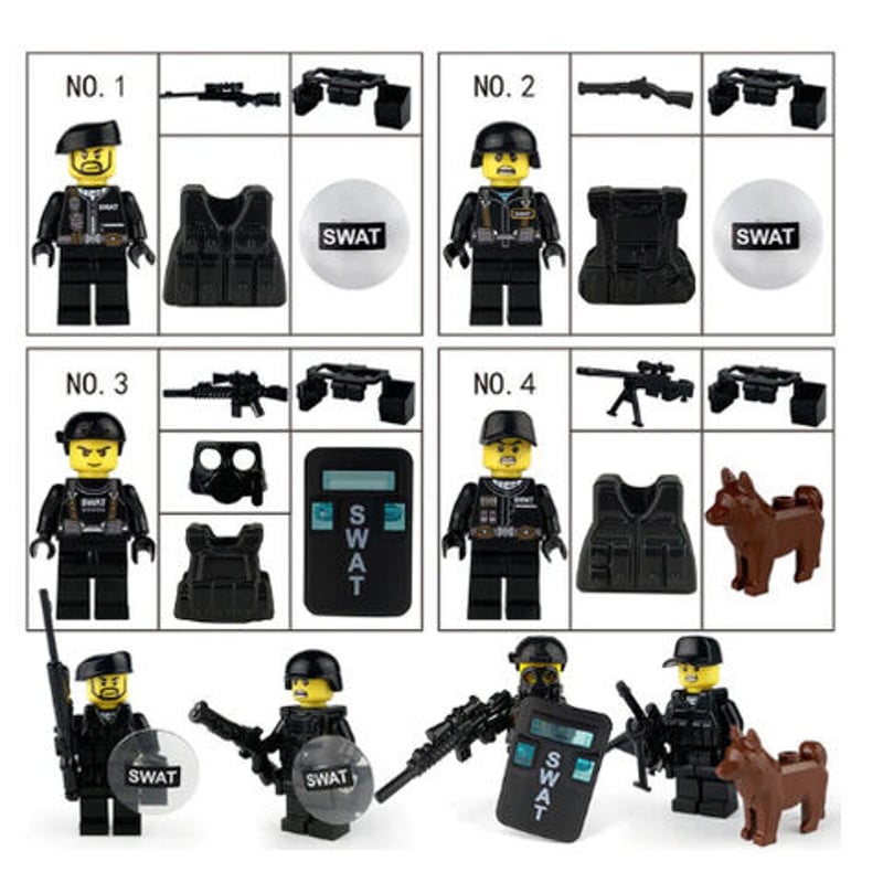 レゴ特殊部隊 SWAT レゴ互換品 警察犬 銃 盾 犬 兵士 兵隊 軍隊
