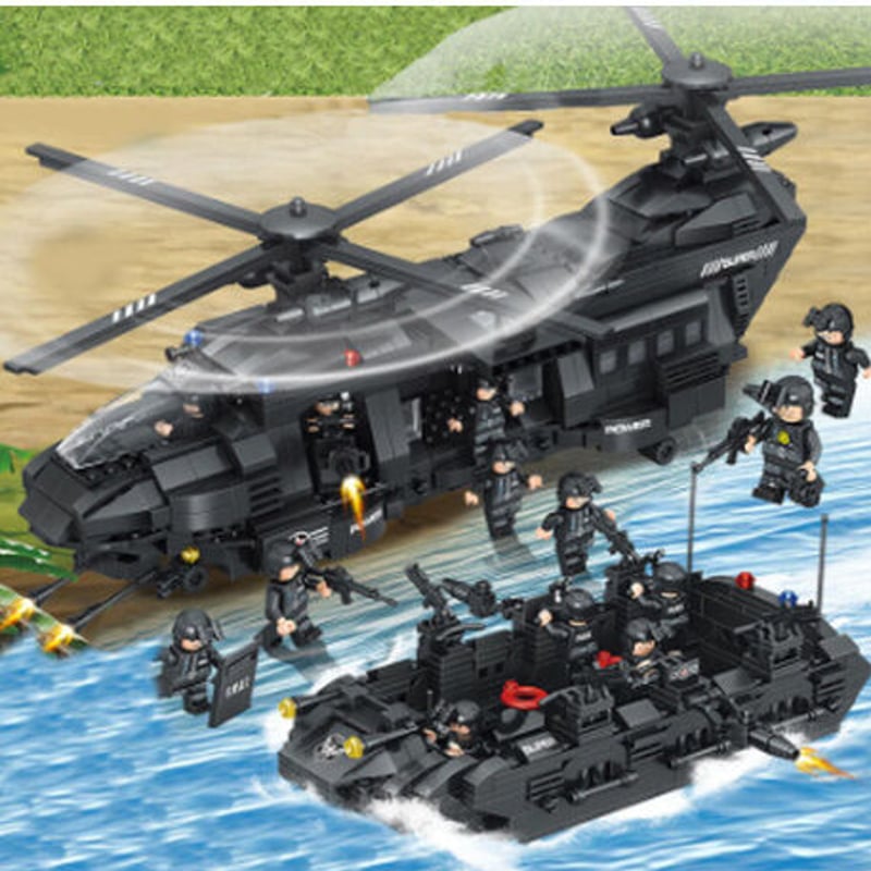 レゴ 風】 LEGO互換 SWAT部隊 輸送ヘリ他 豪華セット 軍隊 ヘリコプター スワット...