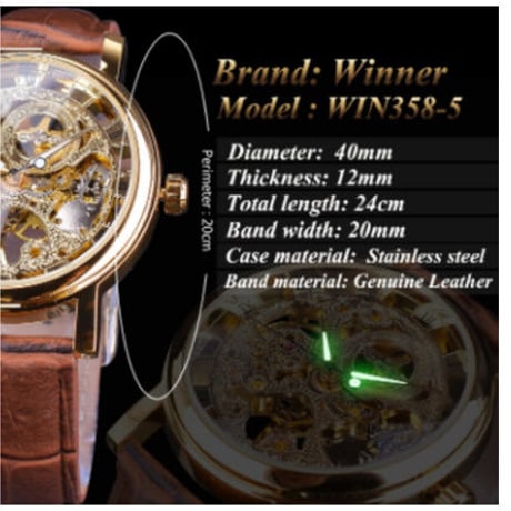 T-WINNER メンズ腕時計 スケルトン 本革ベルト 機械式 高級 レトロ 発光 海外トップブランド おしゃれな文字盤 人気 3色展開
