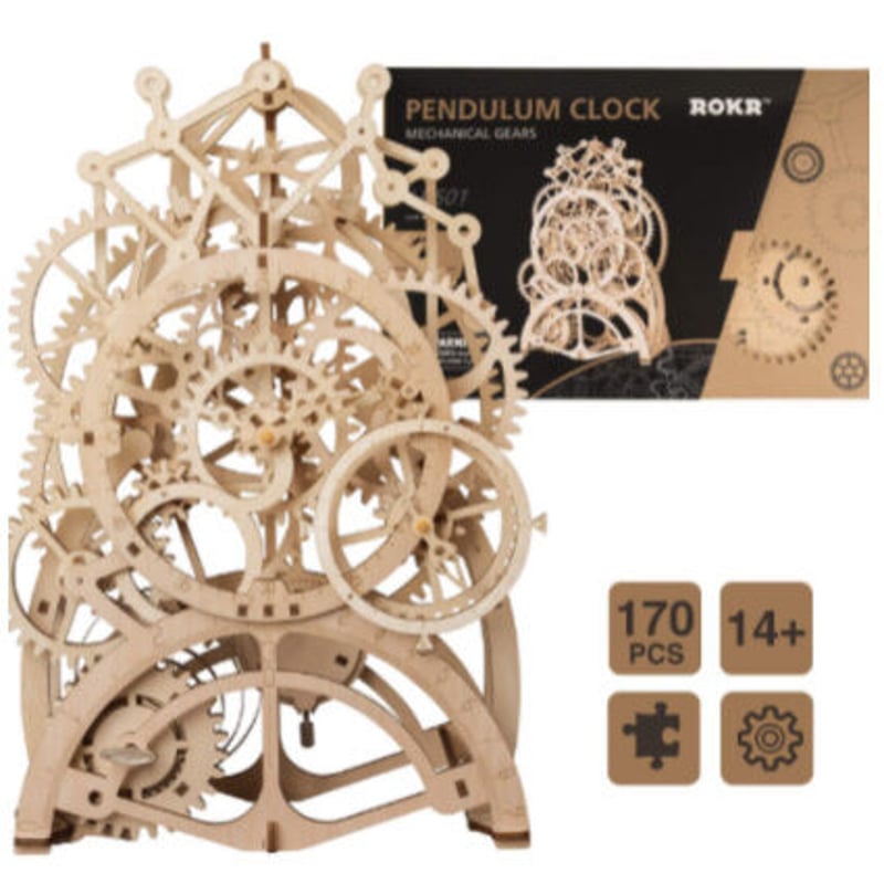 Robud 振り子時計 木製 機械式 自作 キット 置き型 手作り 卓上 電池  