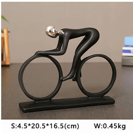 【オブジェ】 自転車に乗る人 競輪 サイクリング スポーツ 黒 20.5cm 樹脂彫像 部屋装飾品 お洒落インテリア 置物 プレゼント ギフト 雑貨