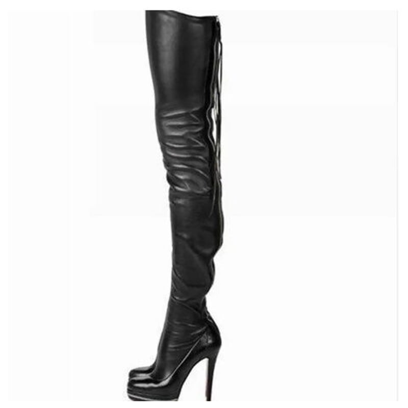 美品☆41 Lui's 黒 牛革ヒール レザーブーツ 26〜26.5大きいサイズ piggygogo_dd-1027-gsnowxzsin616