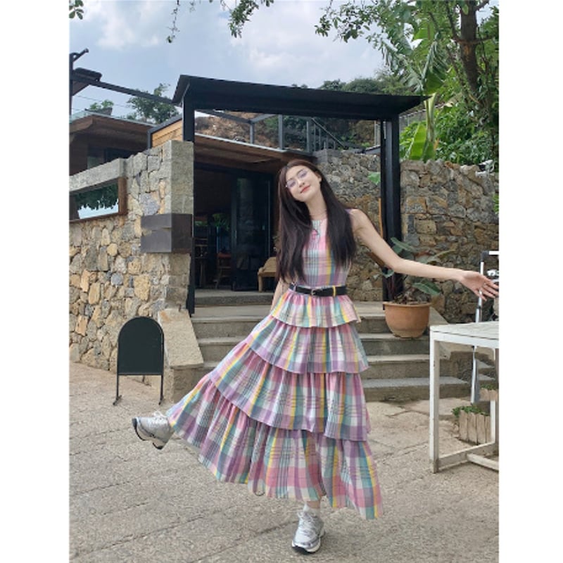 チェック柄ノースリーブワンピース MAISON DE THERESE（メゾン ド テレーズ） ワンピース ノースリーブ