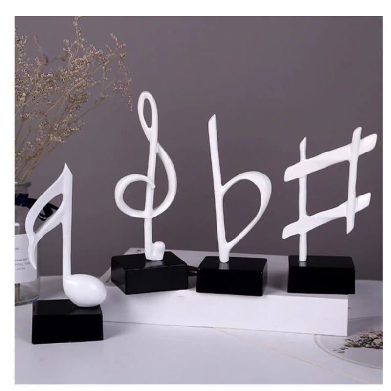 オブジェ】 音符記号形4個セット ホワイト シャープ フラット 部屋