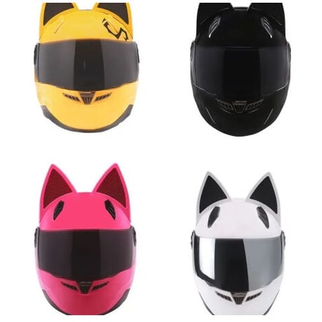 猫耳 フルフェイスヘルメット カラーサイズ選べますシールドカラー4色展開 レトロ 昭和 走り屋