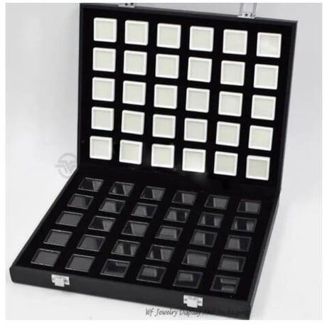 宝石ルースケース60個+オーガナイザーセット 大量収納 携帯用 ポータブルボックス 原石 ディスプレイ トランクショー 宝石箱