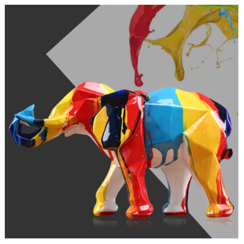 輸入品 オブジェ 置物 インテリア アート 北欧 モデルルーム 展示品 オブジェ】 置物 北欧インテリア 象 アート カラフル おしゃれ