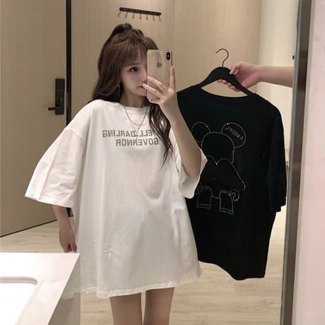 大人可愛い スウィート デザイン ルーズ INS風 羽 刺繍 Ｔシャツ