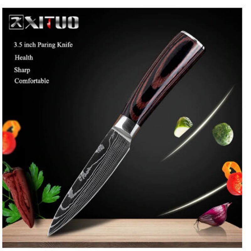 XITUO ペティナイフ 調理ナイフ 高級 果物ナイフ 3.5インチ 木製
