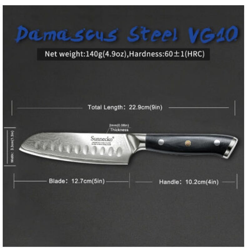 Sunnecko 包丁 ダマスカス模様 三徳シェフナイフ 5インチ 73層 VG10