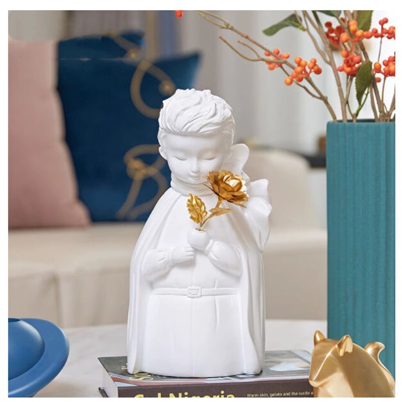 オブジェ】 置物 北欧インテリア 王子 プリンス 黄金の薔薇 人形