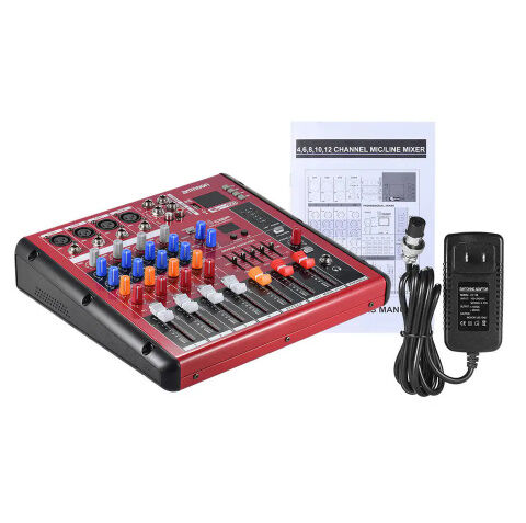 オーディオミキサー 6チャンネル DJ USB Bluetooth デジタルブルートゥース4チャンネルマイクラインオーディオ