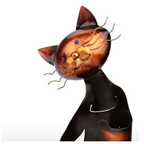 ワインラック 猫 アイアン ワインスタンド インテリア メタル 芸術的 かわいい 動物 ねこ 置物 オブジェ 手作り 金属製 プレゼントにも 33cm