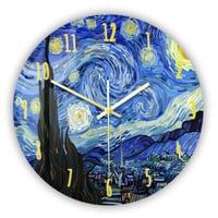 星月夜 ゴッホ 壁掛け時計 フィンセントファンゴッホ The starry night おしゃれ フレームレス ウォールクロック 幻想的 ポスト印象派