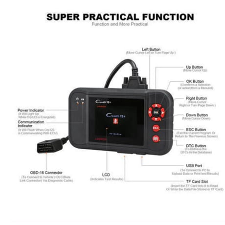 Launch X431 Creader VII+　故障診断機 OBD2スキャナー 車両コードリーダー DTC診断 ABS/エンジン/エアバッグ/トランスミッション診断可能 カーグッズ