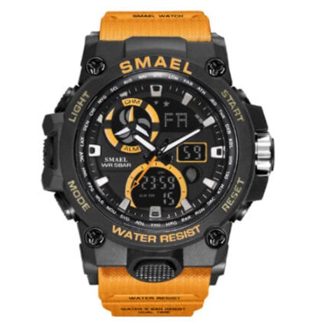 【S-SHOCK】 SMAEL スポーツ 腕時計 50m防水 メンズ クォーツ デジタル表示付き LED 腕時計 ミリタリー 日付表示 クロノグラフ 8011 【3色展開】