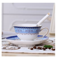 ティーカップ 200ml ソーサー スプーン 3点セット おしゃれ柄 磁器 コーヒー お茶会 食器 高級装飾 優雅 贈り物
