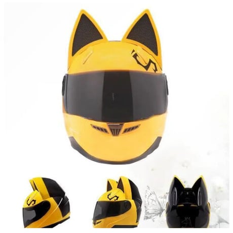 猫耳 フルフェイスヘルメット カラーサイズ選べますシールドカラー4色展開 レトロ 昭和 走り屋