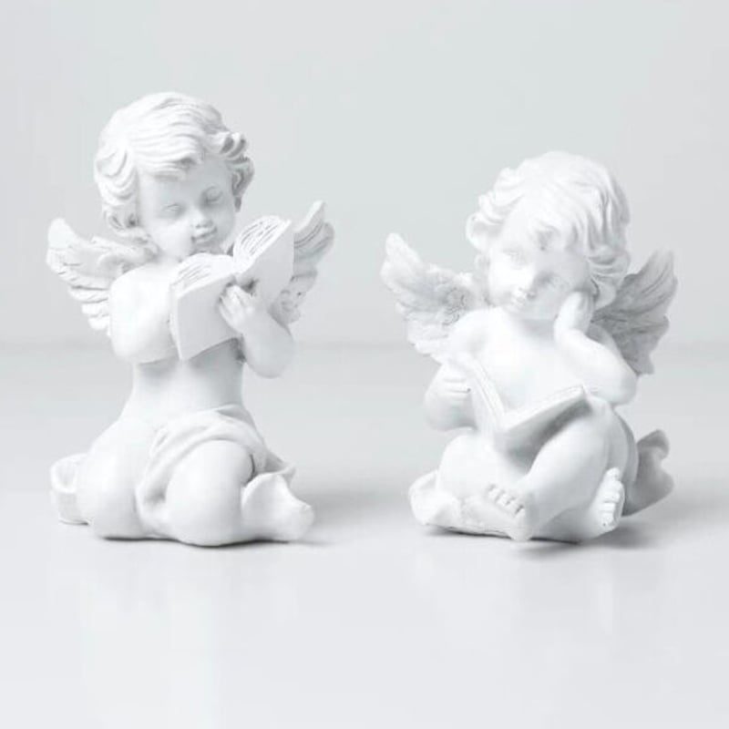 オブジェ】 置物 2体セット 北欧インテリア 彫刻 かわいい 天使像