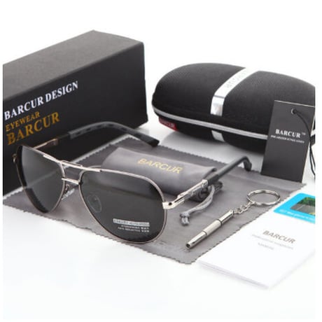 BARCUR サングラス ミラーレンズ メンズ パイロット 人気 UV400 紫外線99％カット アルミニウム マグネシウム 高性能 おしゃれ かっこいい ドライビング 7色展開★