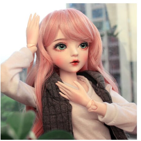 【ショートパンツ】 BJD フルセット 美少女 球体関節人形 1/3 60cm ロリータ 本体＋眼球＋ウィッグ＋服＋靴 メイクアップ済み カスタムドール 【ピンク色の髪】