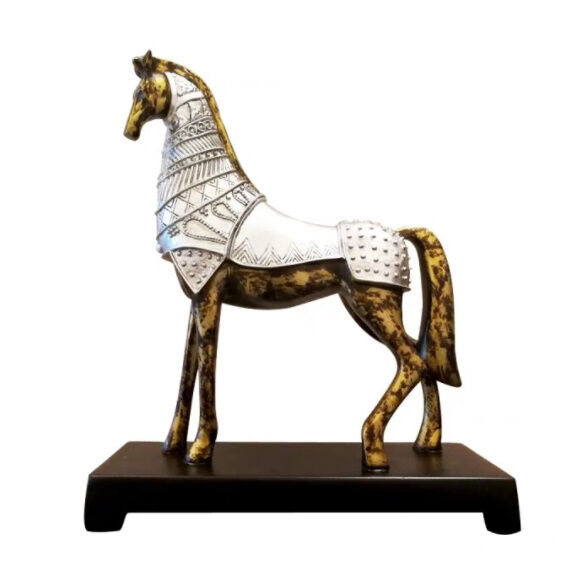 オブジェ】 置物 北欧インテリア 鎧を纏った馬 白 レトロ アンティーク