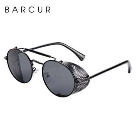 【ラウンド】 BARCUR 丸型 ラウンド  ユニセックス 偏光サングラス ヴィンテージ レトロ UV400 ポラロイド スチームパンク 海外トップブランド 【選べる3色】