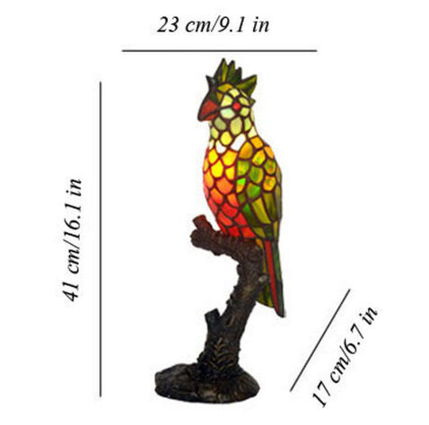 つがい オウム ステンドグラス テーブルランプ 工芸品 アンティーク
