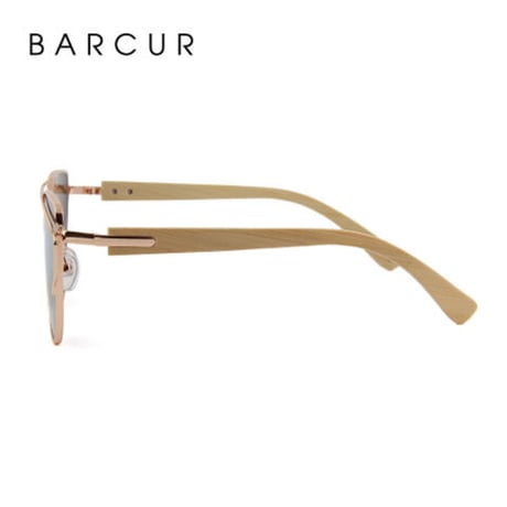 【キャッツアイ】 BARCUR 木製フレーム 女性 偏光サングラス 偏光レンズ UV400 ポラロイド 猫 高級 ファッション  ドライブ 運転 ビーチ おしゃれ  海外トップブランド 【3色展開】